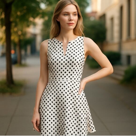 Monteau Dresses & Skirts - Adorable Monteau Polka Dot Midi Dress Size S